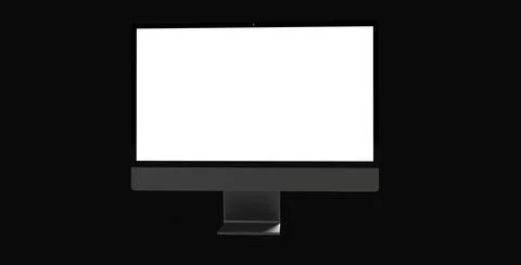 Workspace blank screen desktop computer, Mockup computer background dark blac Illustrazione stock