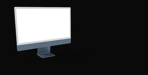 Workspace blank screen desktop computer, Mockup computer background dark blac Stock Illustration