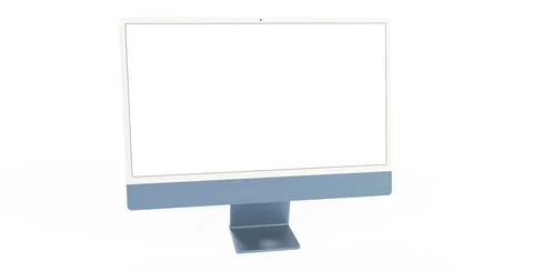 Workspace blank screen desktop computer, Mockup computer blue Stock Illustration