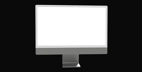 Workspace blank screen desktop computer, Mockup computer background dark blac Stock Illustration