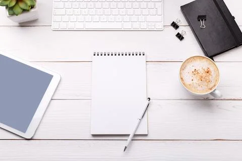 Workspace with computer and diary Stock Photos