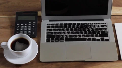 Workspace with computer in home Stock Footage 63214199