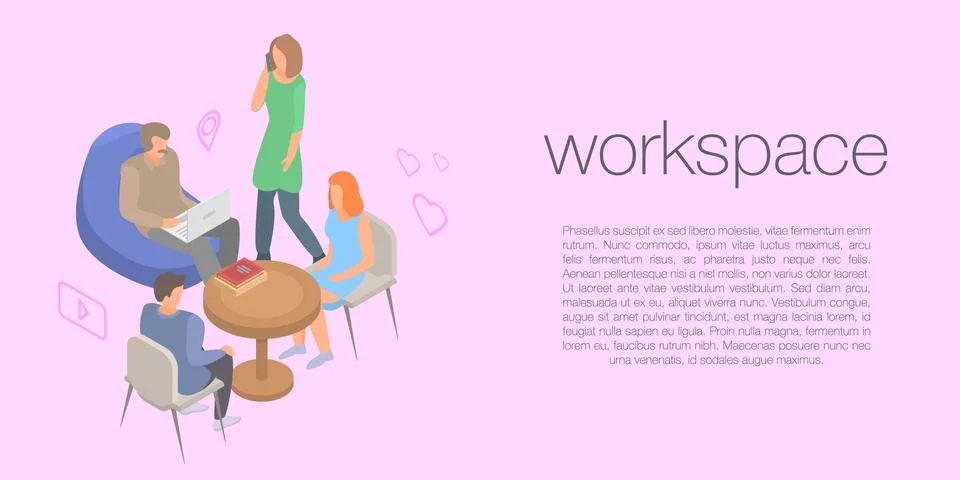 Workspace concept banner, isometric style Stock Illustration