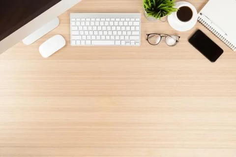 Workspace with copy space on top view Stock Photos