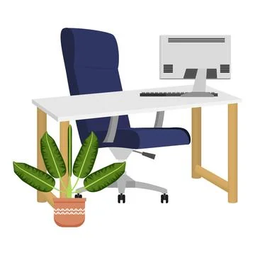 Workspace design with armchair table Stock Illustration