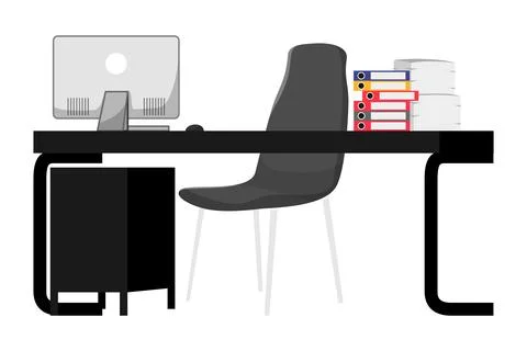 Workspace design with chair table drawer cabinet Stock Illustration