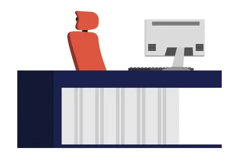 Workspace design with chair table pc computer Stock Illustration