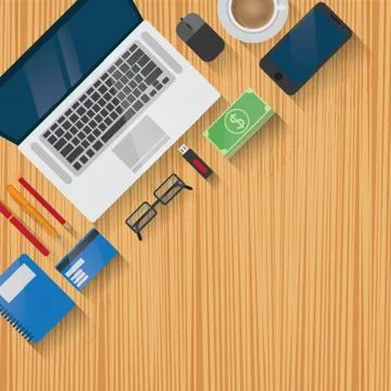 Workspace design flatlay with copyspace Stock Illustration
