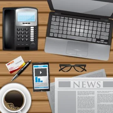 Workspace design flatlay Stock Illustration