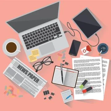 Workspace design flatlay Stock Illustration