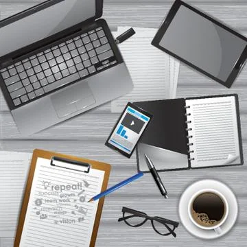 Workspace design flatlay Stock Illustration