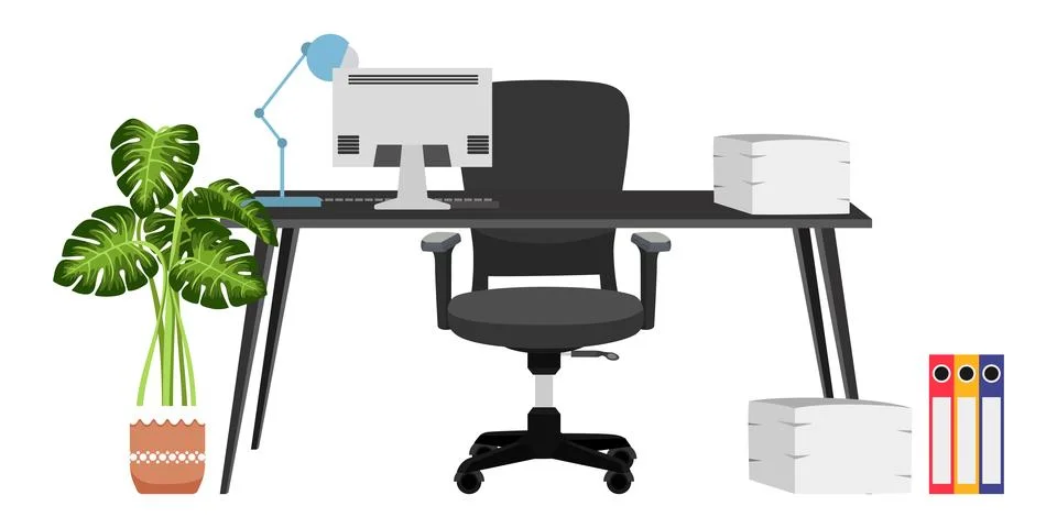 Workspace design isolated Stock Illustration