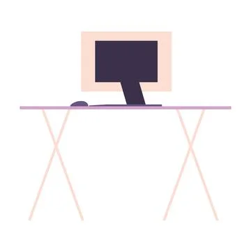 Workspace desk and computer Ilustración de archivo