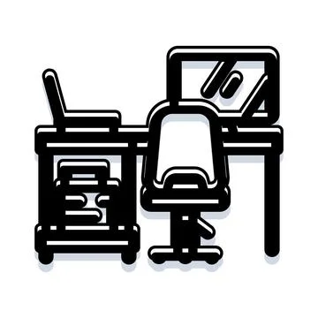 Workspace desk setup with computer and office chair Stock Illustration