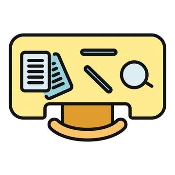 Workspace desk top view with documents and magnifying glass Stock Illustration
