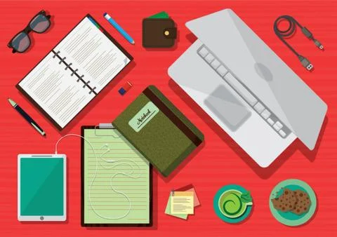 Workspace flatlay Stock Illustration
