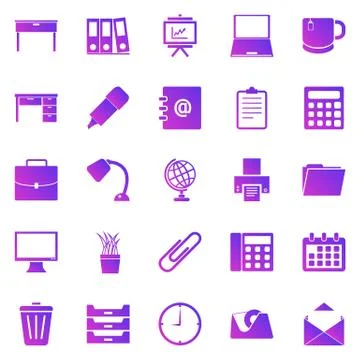 Workspace gradient icons on white background Stock Illustration