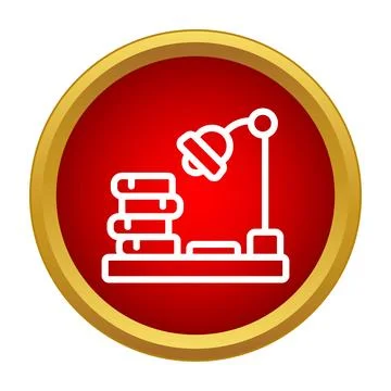 Workspace icon with books and table lamp for education Stock Illustration