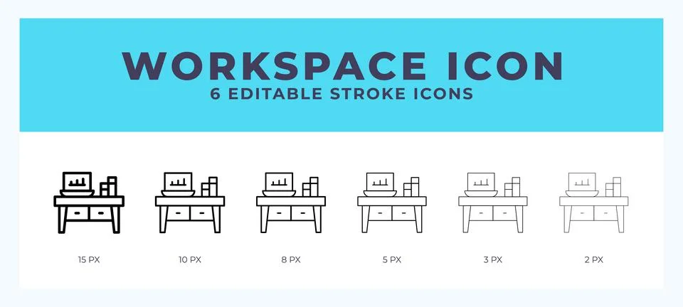 Workspace icon vector for web. And mobile app. Editable stroke outline icon. Stock Illustration