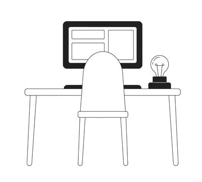 Workspace for idea generator monochrome flat vector object イラスト素材