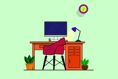 Workspace illustration of computer on table workspace vector design Stock Illustration