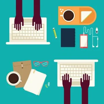 Workspace with laptops Stock Illustration