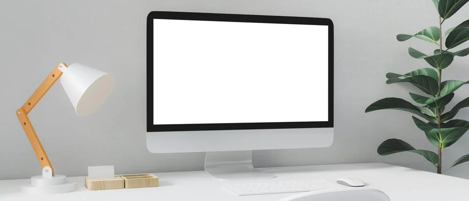 Workspace with mockup blank screen computer Stock-Fotos