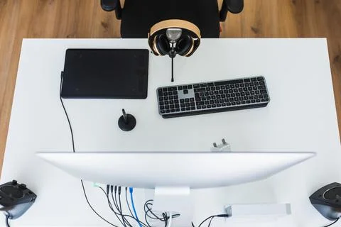 Workspace with modern computer and digital tablet in office Stock Photos