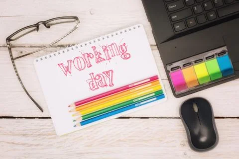 Workspace notebook and scratchpad Fotos Stock