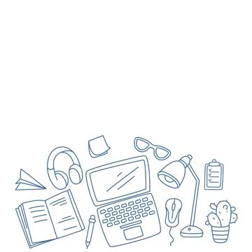 Workspace of an office worker, freelancer, or student Stock Illustration