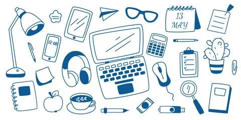 Workspace of office worker, student, or freelancer Stock Illustration