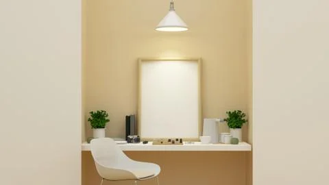 Workspace or studio yellow design - 3D Rendering Stock Illustration