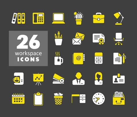 Workspace outline vector icons set. Workspace sign Stock Illustration