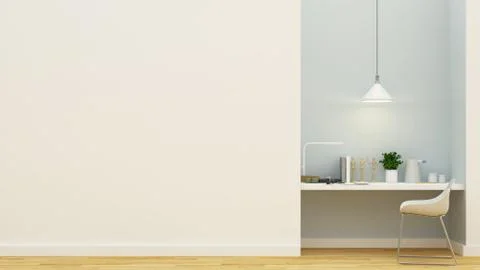 Workspace pastel blue design - 3D Rendering Stock Illustration