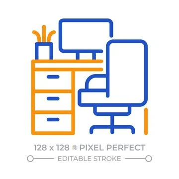 Workspace pixel perfect two color line icon Stock Illustration