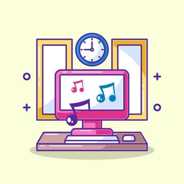 Workspace in room with computer table Stock Illustration