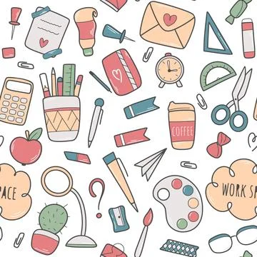 Workspace seamless pattern, vector illustration Stock Illustration