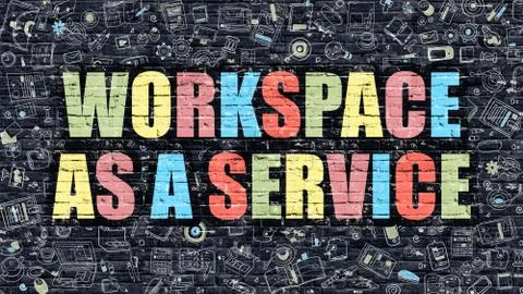 Workspace as a Service in Multicolor. Doodle Design 스톡 일러스트