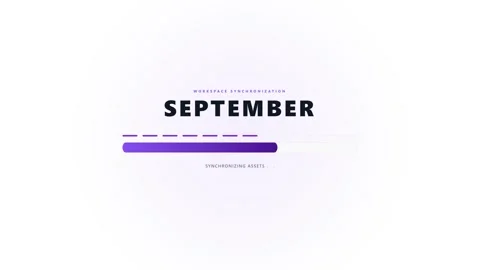 Workspace synchronization progress bar animation: september data loading in.. Stock Footage 344855613