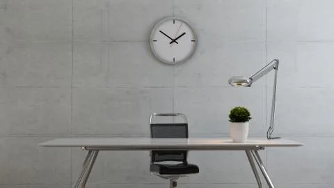 Workspace table with concrete wall realistic 3D rendering Stock Illustration
