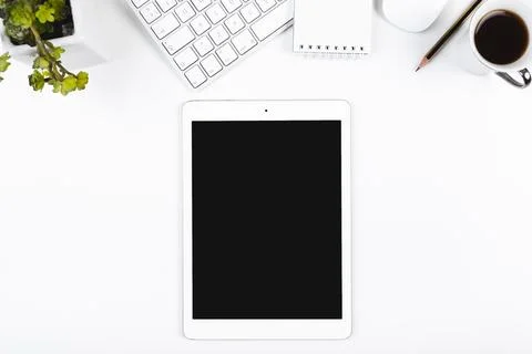 Workspace with tablet keyboard Stock Photos