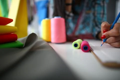 Workspace of tailor Stock Photos