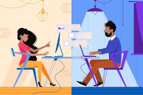 Workspace for team work Stock Illustration