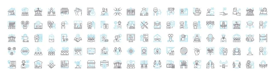 Workspace vector line icons set. Office, Room, Desk, Table, Area, Bench, Cubicle Illustrazione stock