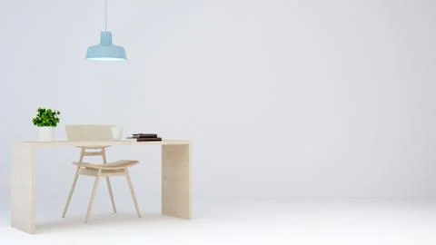 Workspace on white background for artwork - 3D Rendering Stock Illustration