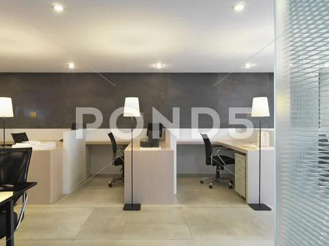 Workspaces in modern office Stock-Fotos