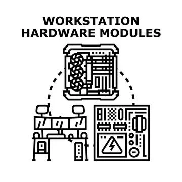 Workstation computer hardware modules concept illustration Stockillustratie
