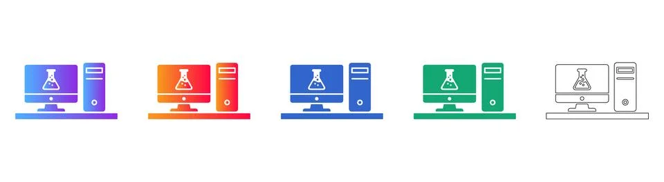 Workstation Computer Laboratory Icons Stock Illustration