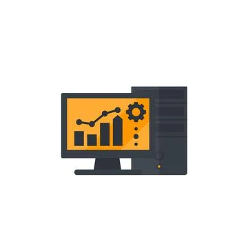 Workstation computer vector icon on white Stock Illustration