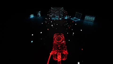 Workstation, desk and computer processing documents through data flow. Stock Footage 302794653